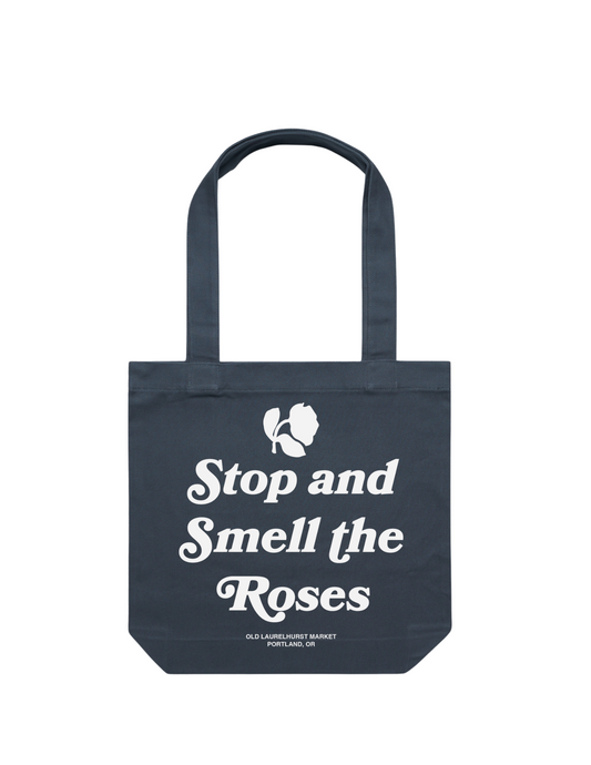 Stop & Smell the Roses Tote (Petrol Blue)